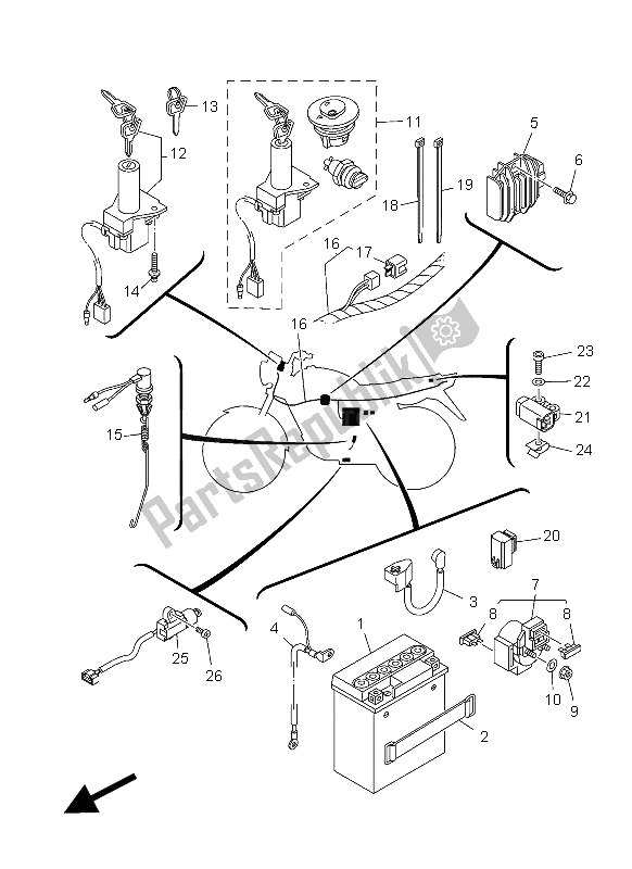 Toutes les pièces pour le électrique 1 du Yamaha YBR 125 ED 2012