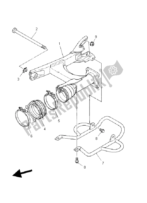 Alle onderdelen voor de Achterste Arm van de Yamaha YFM 80R 2006