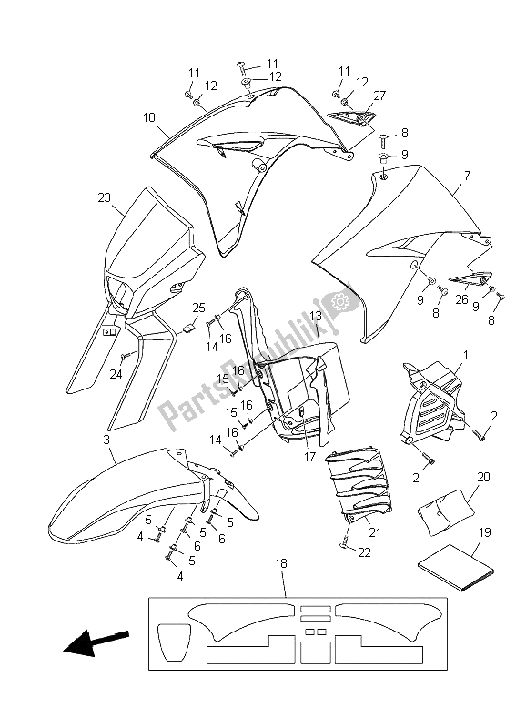 Tutte le parti per il Corpo Anteriore del Yamaha XT 125R 2006