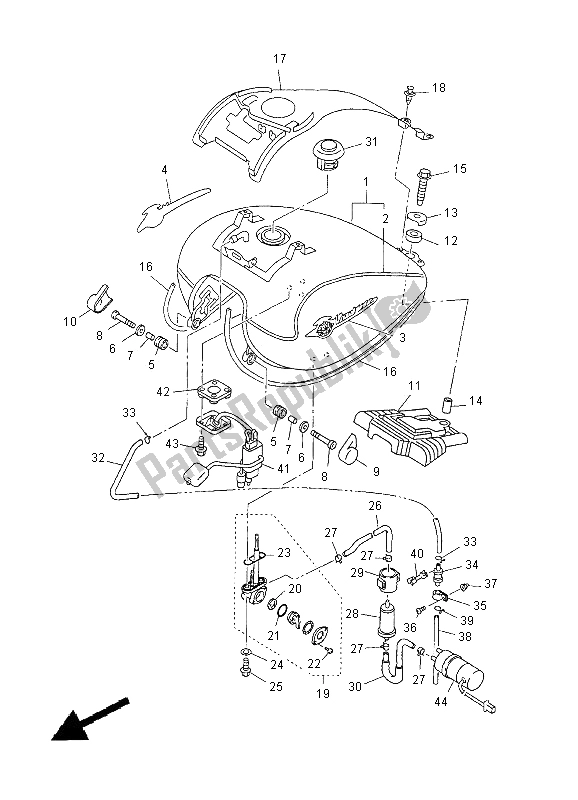 Toutes les pièces pour le Réservoir D'essence du Yamaha XVZ 13 TF Royal Star Venture 1300 2000