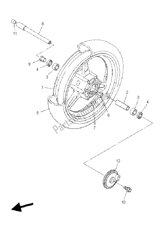 All parts for the Front Wheel of the Yamaha FJR 1300 AS 2009