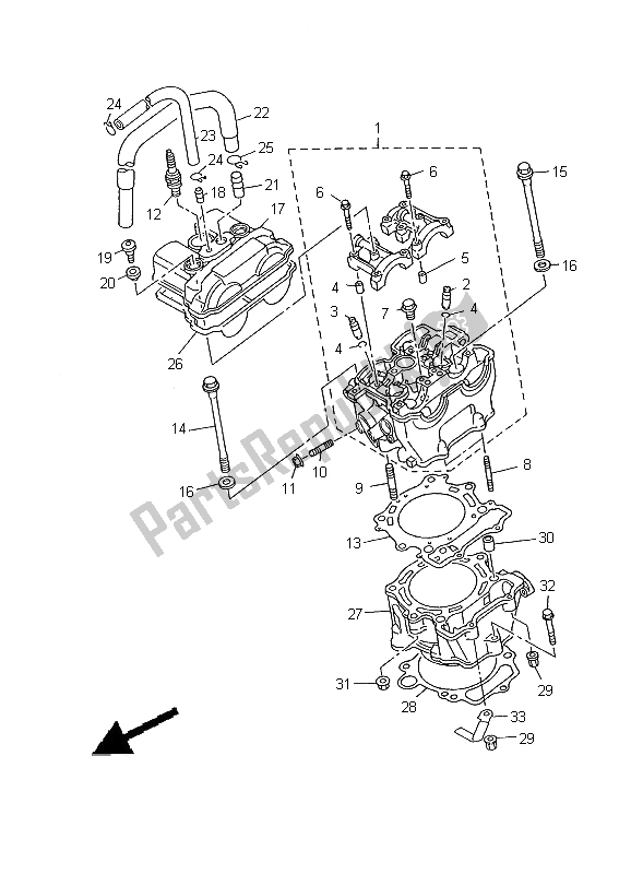 All parts for the Cylinder of the Yamaha YZ 426F 2000