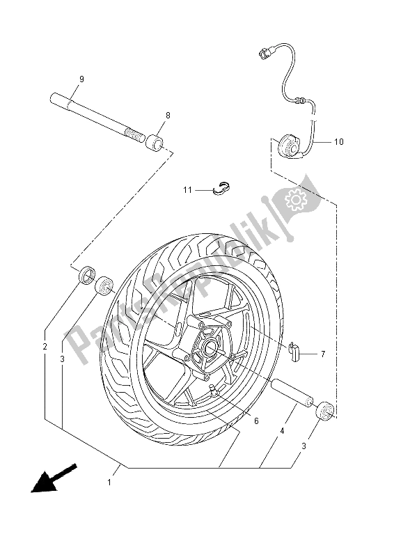 Tutte le parti per il Ruota Anteriore del Yamaha YP 250R 2015