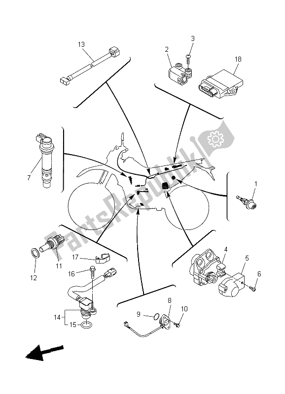 All parts for the Electrical 1 of the Yamaha WR 250R 2009