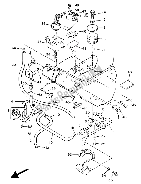 All parts for the Fuel Tank of the Yamaha XVZ 12 TD Venture Royal 1300 1988