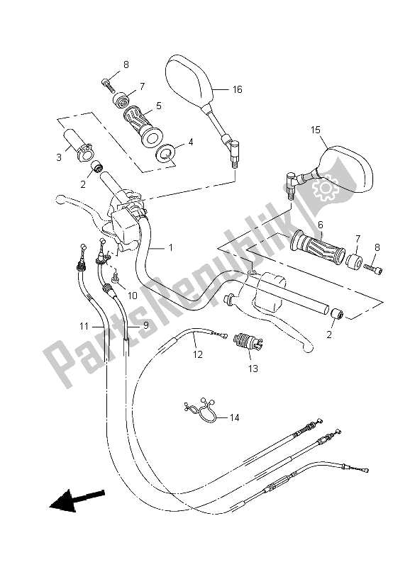 All parts for the Steering Handle & Cable of the Yamaha YBR 250 2009