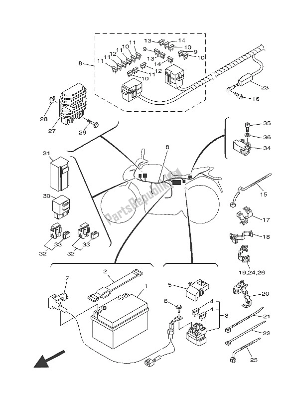 Toutes les pièces pour le électrique 1 du Yamaha MT-07 A 700 2016