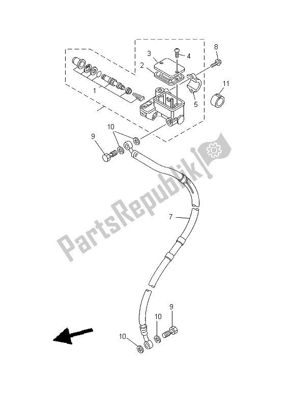 All parts for the Front Master Cylinder of the Yamaha DT 125R 2002