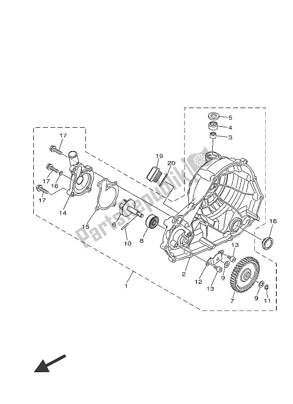 All parts for the Water Pump of the Yamaha MT 03A 660 2016