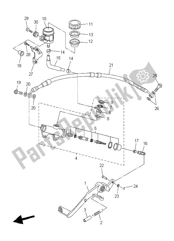 Todas las partes para Cilindro Maestro Trasero de Yamaha YZF R6 600 2006