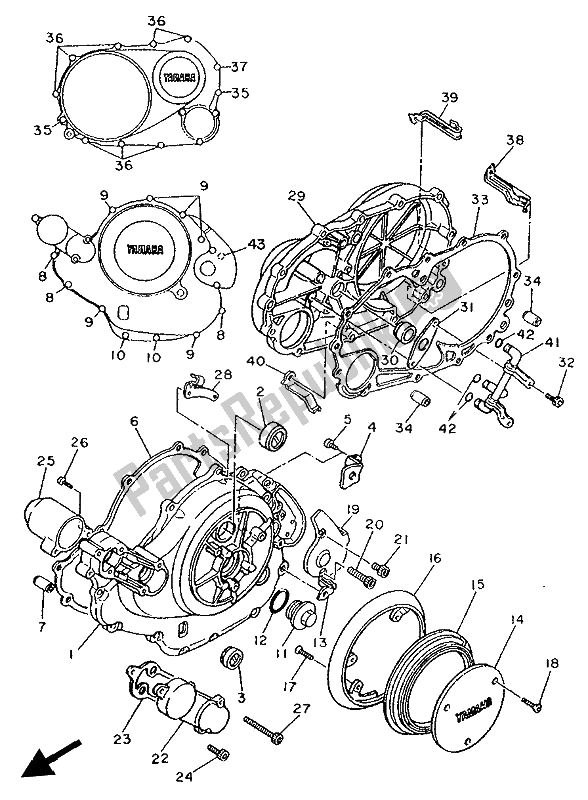 Toutes les pièces pour le Couvercle De Carter 1 du Yamaha XV 1100 Virago 1994