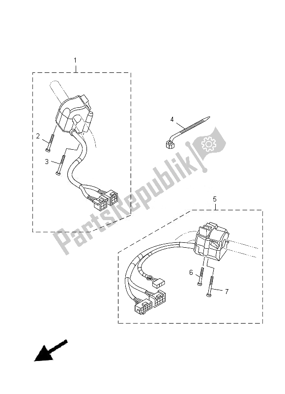 All parts for the Handle Switch & Lever of the Yamaha XT 1200Z 2014