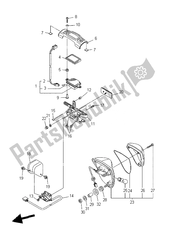 Alle onderdelen voor de Achterlicht van de Yamaha XVS 1300A 2007