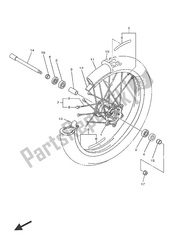 Toutes les pièces pour le Roue Avant du Yamaha YZ 250F 60 TH Anniversary 2016