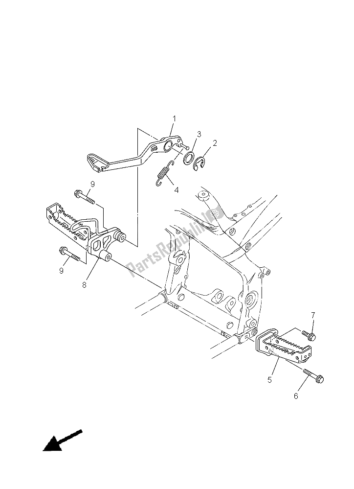 All parts for the Stand & Footrest of the Yamaha YFM 700R 2015