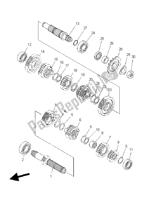 Alle onderdelen voor de Overdragen van de Yamaha YZ 250 2011