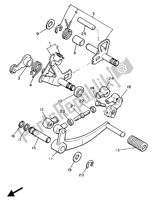 All parts for the Shift Shaft of the Yamaha XJ 900F 1989