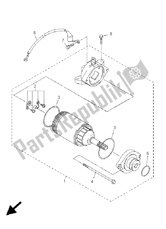 All parts for the Starting Motor of the Yamaha WR 450F 2005