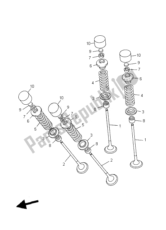 All parts for the Valve of the Yamaha YZF R6 600 2010