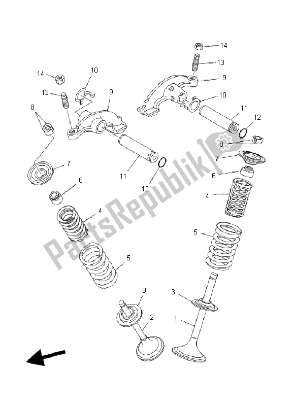 All parts for the Valve of the Yamaha YFM 350R 2008