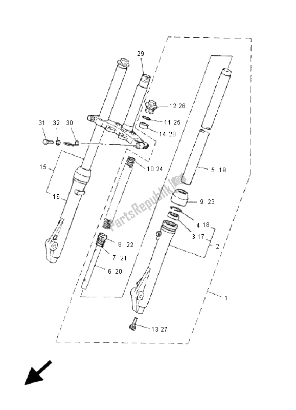 Toutes les pièces pour le Fourche Avant du Yamaha PW 80 2001