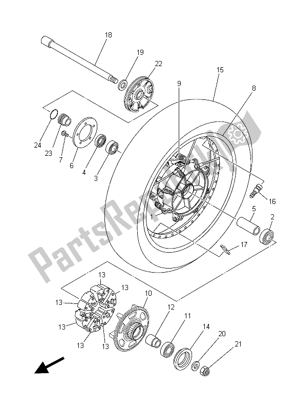 All parts for the Rear Wheel of the Yamaha XT 1200 ZE 2015