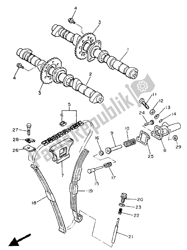 All parts for the Camshaft & Chain of the Yamaha XJ 600 1986