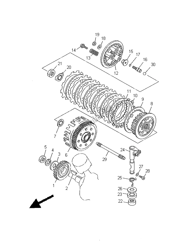 All parts for the Clutch of the Yamaha XVS 650A Dragstar Classic 2000