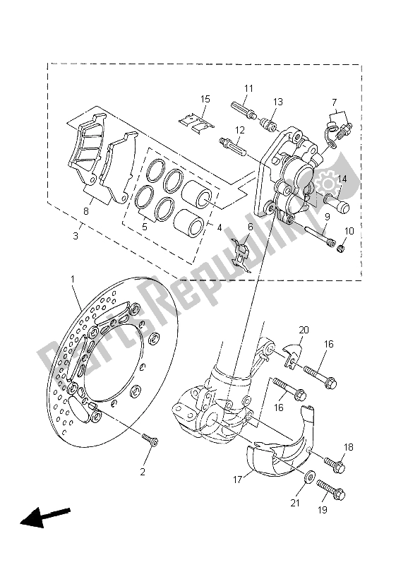 All parts for the Front Brake Caliper of the Yamaha YZ 450F 2004