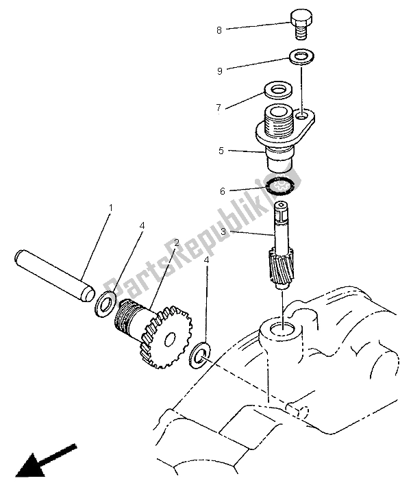 All parts for the Tachometer Gear of the Yamaha DT 125R 1998