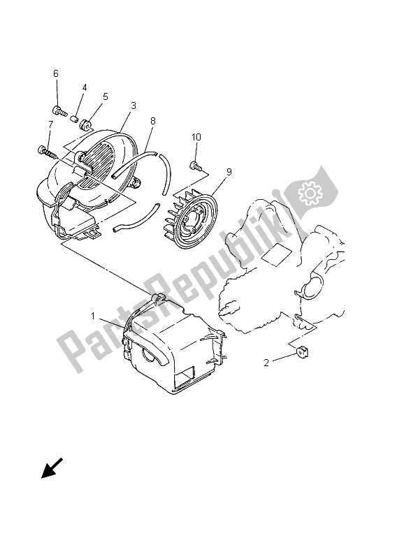 All parts for the Air Shroud & Fan of the Yamaha CS 50R AC JOG 2007