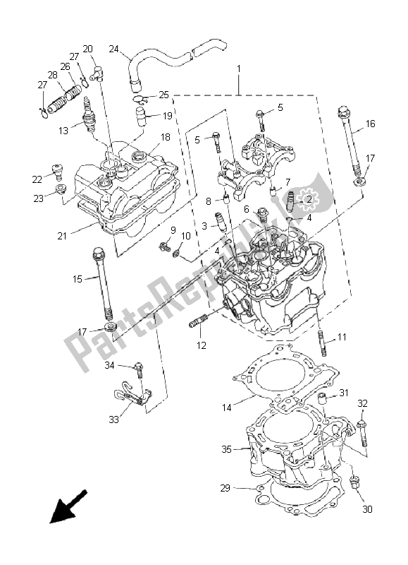 All parts for the Cylinder of the Yamaha YFZ 450 2009