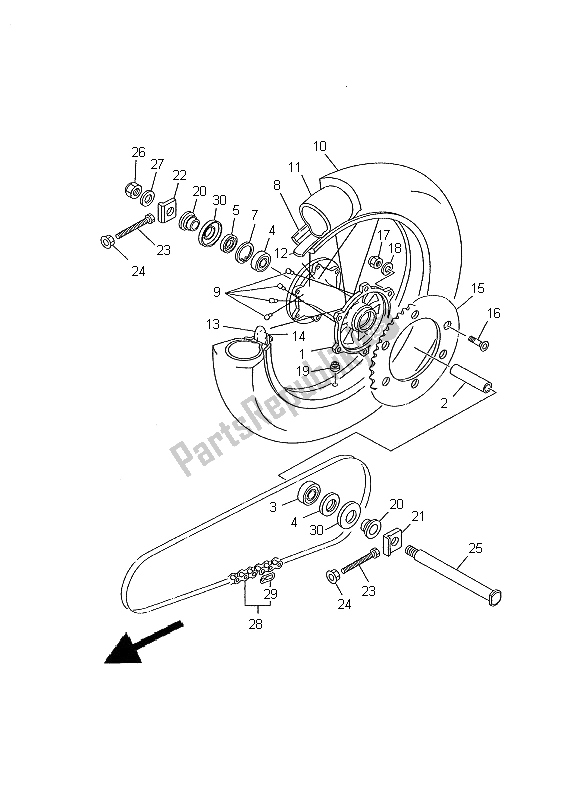 Todas as partes de Roda Traseira do Yamaha YZ 426F 2000