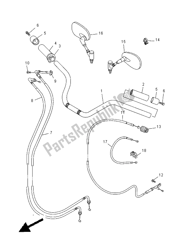 Wszystkie części do Uchwyt Kierownicy I Kabel Yamaha XVS 125 Dragstar 2000