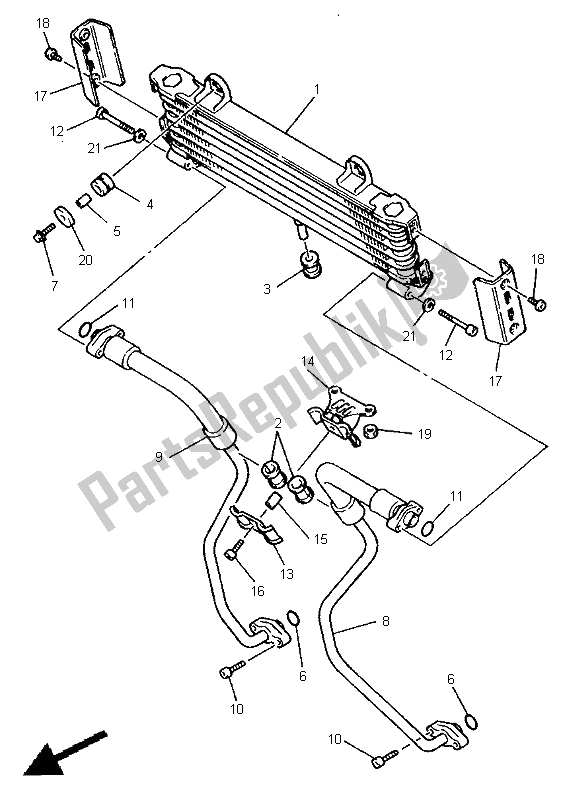 Toutes les pièces pour le Refroidisseur D'huile du Yamaha XJR 1200 1998