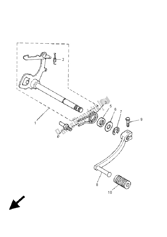 Alle onderdelen voor de Schakelas van de Yamaha PW 80 2005