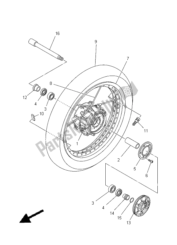 Todas as partes de Roda Da Frente do Yamaha XT 1200Z Tenere 2012