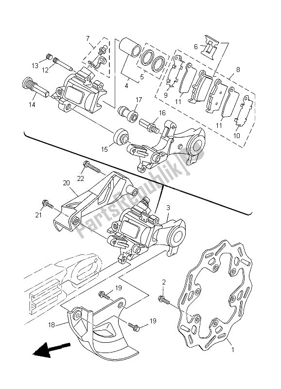 Todas las partes para Pinza De Freno Trasero de Yamaha YZ 450F 2007