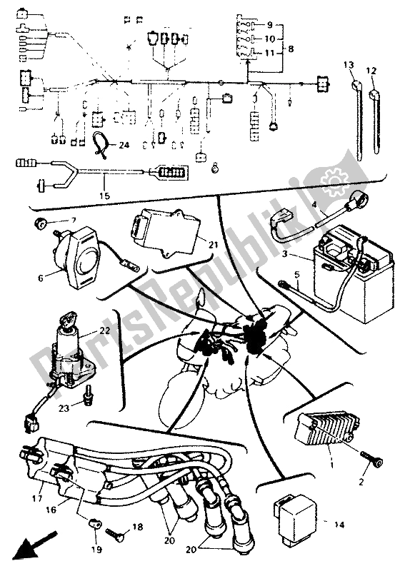 Todas as partes de Elétrica 1 do Yamaha XJ 600N 1994