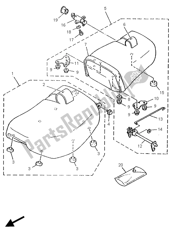 All parts for the Seat of the Yamaha XV 535 S Virago 1996