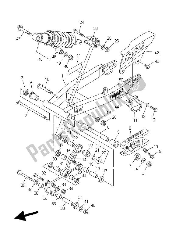 All parts for the Rear Arm & Suspension of the Yamaha TT R 125 SW LW 2004