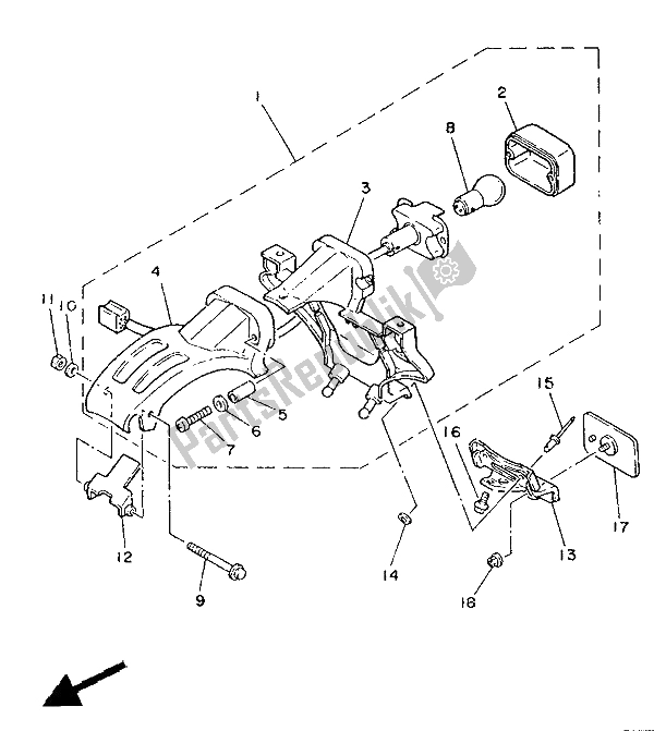 Alle onderdelen voor de Achterlicht van de Yamaha TY 250S 1988