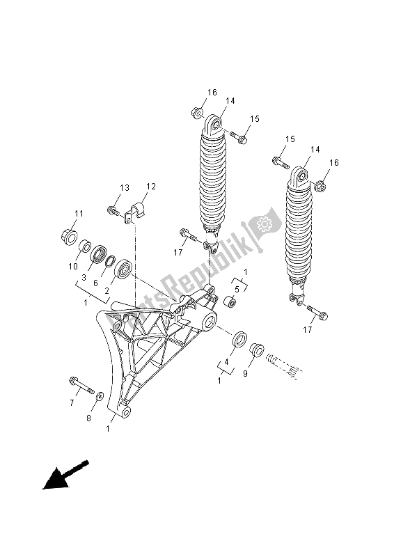 Todas las partes para Brazo Trasero Y Suspensión de Yamaha YP 250R 2014