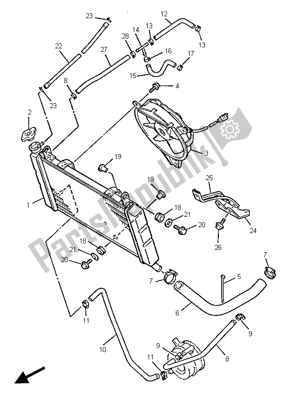 Toutes les pièces pour le Tuyau De Radiateur du Yamaha YZF 600R Thundercat 1996