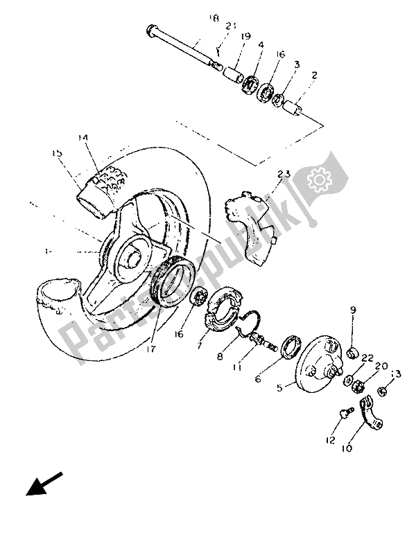 All parts for the Front Wheel of the Yamaha PW 50 1993