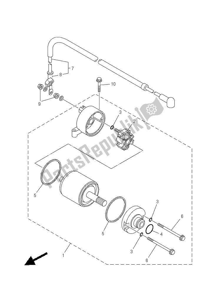 All parts for the Starting Motor of the Yamaha YFM 550 Fwad Grizzly 2015