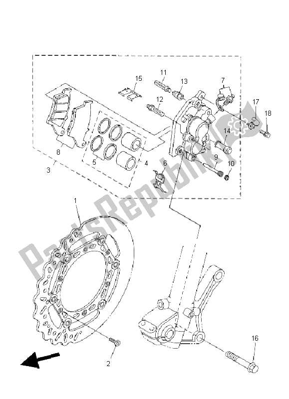 All parts for the Front Brake Caliper of the Yamaha WR 250F 2011