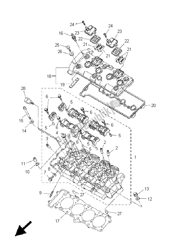 All parts for the Cylinder Head of the Yamaha FZ1 N Fazer 1000 2011