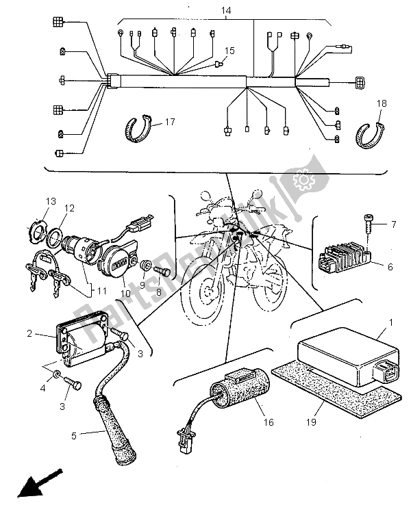 All parts for the Electrical 1 of the Yamaha TT 600R 1999