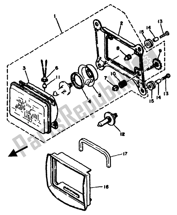 All parts for the Headlight of the Yamaha RD 500 LC 1985